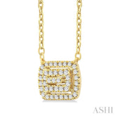 1/6 ctw Double Halo Emerald Shape Petite Round Cut Diamond Fashion Pendant With Chain in 10K Yellow Gold